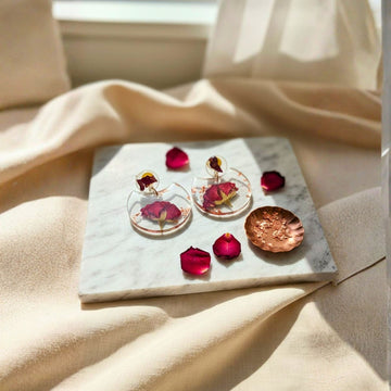 Crimson Rose Statement Earrings by Suryatra