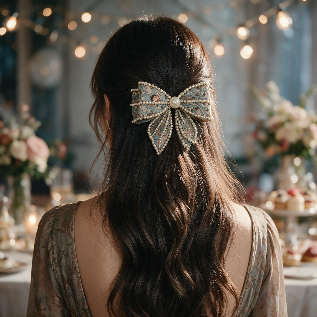 Vintage Sky Blue Hair Bows by Suryatra