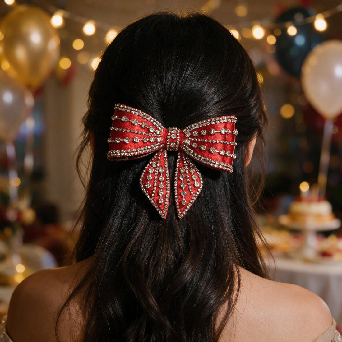 Ruby & Blush Rhinestone Bows by Suryatra