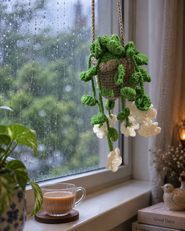 Ivory Mogra Crochet Potted Flower Plants