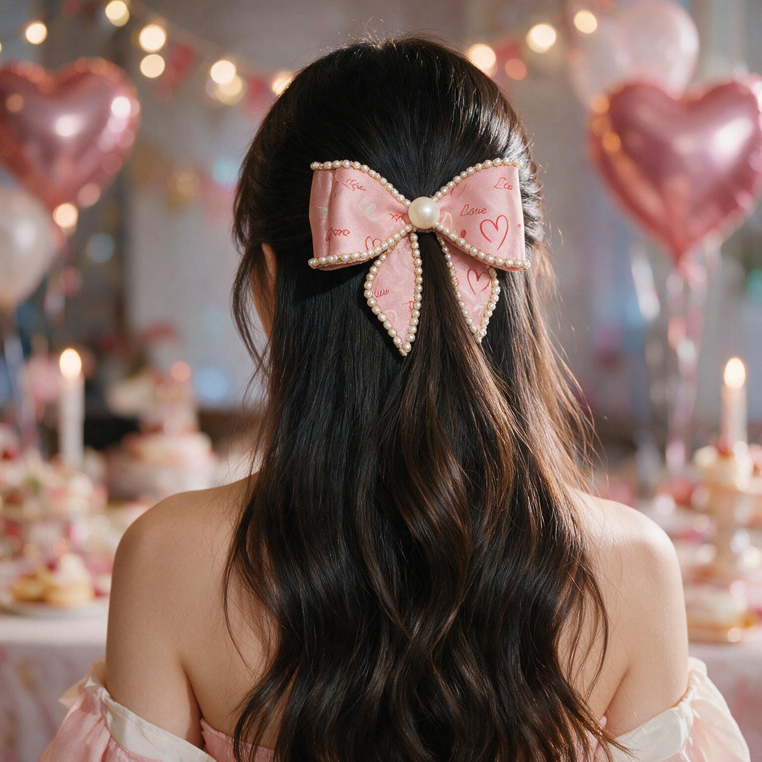 Pastel Heart & Storybook Cream Hair Bows by Suryatra