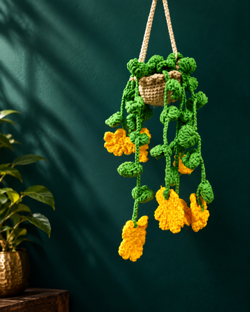 Marigold Glow Crochet Potted Flower Plants