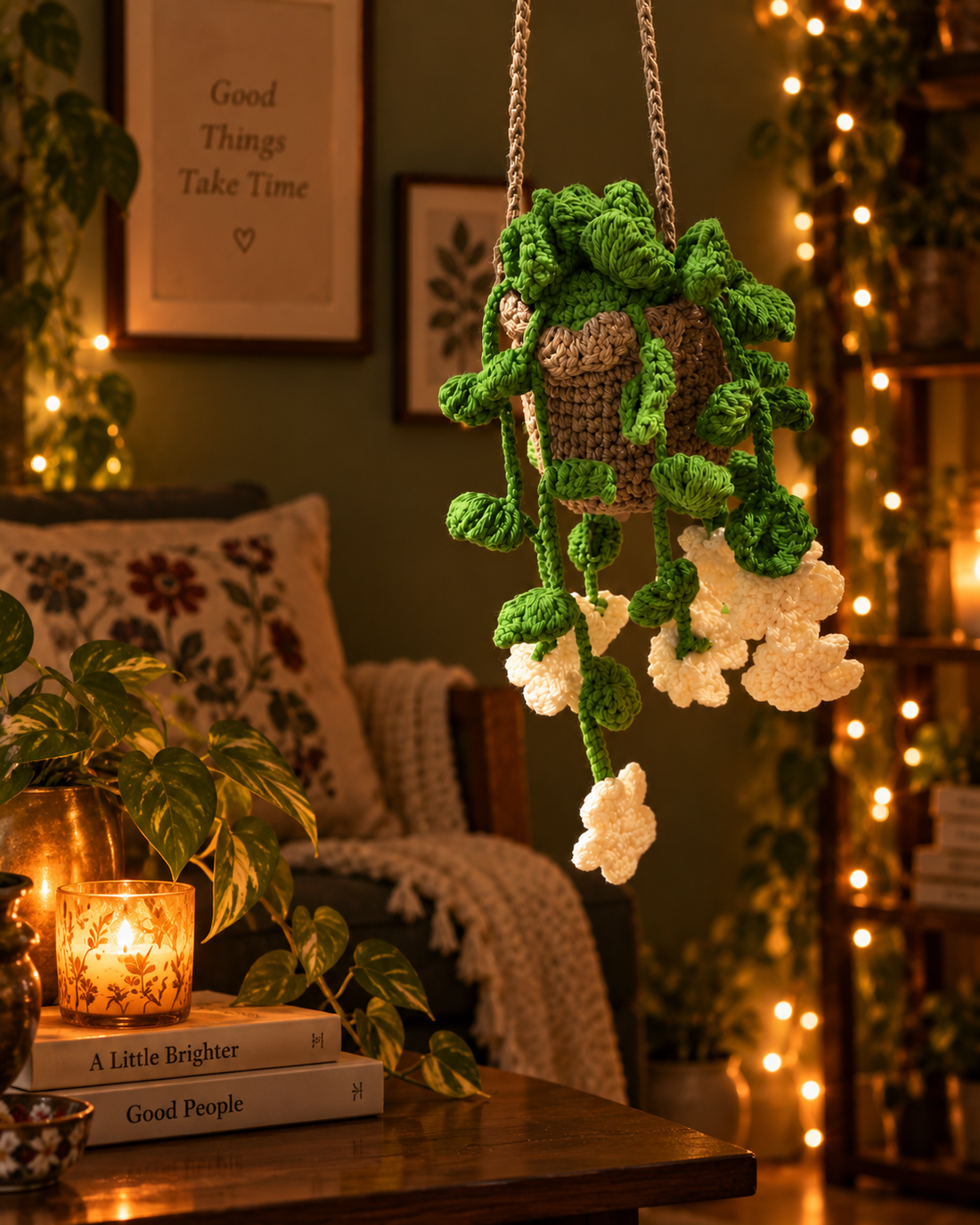 Ivory Mogra Crochet Potted Flower Plants