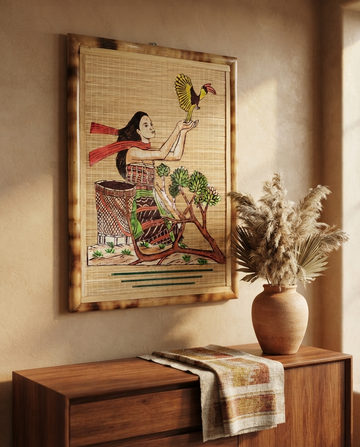 Dhanesh — The Hornbill's Blessing Bamboo Wall Art