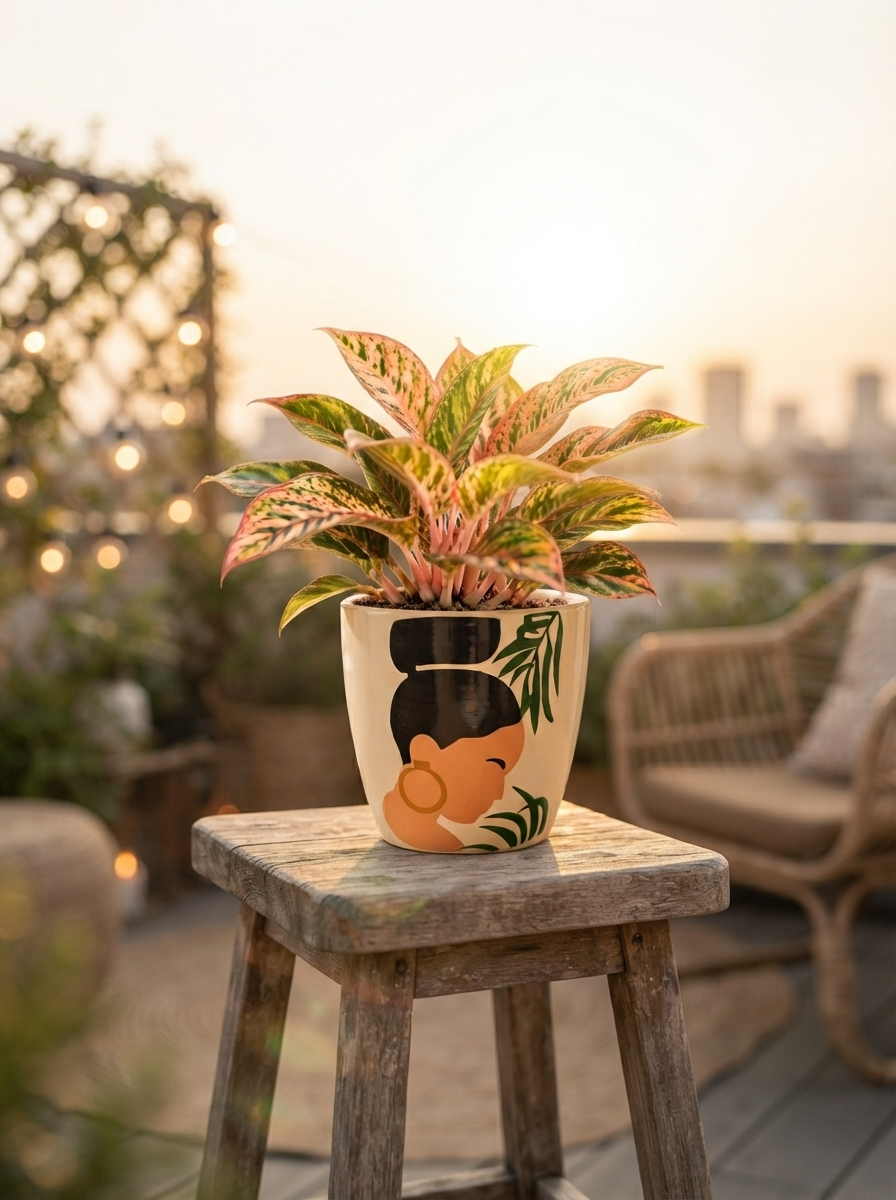 Minimalist Woman Profile Ceramic Planter