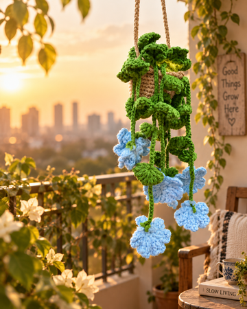 Sky Whisper Crochet Potted Flower Plants