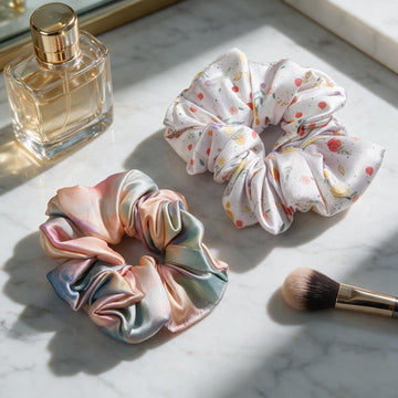 Watercolor Dream & Confetti Ditsy Hair Scrunchies Combo by Suryatra