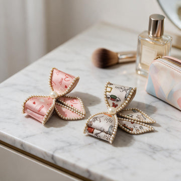 Pastel Heart & Storybook Cream Hair Bows by Suryatra