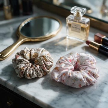 Soft Botanical & Vintage Line Art Hair Scrunchies Combo by Suryatra