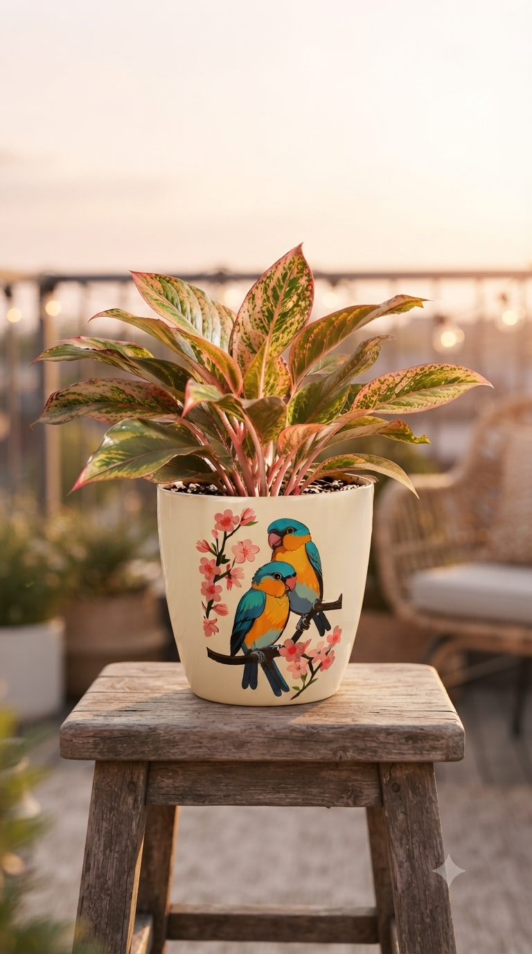 Charming Love Birds Ceramic Planter