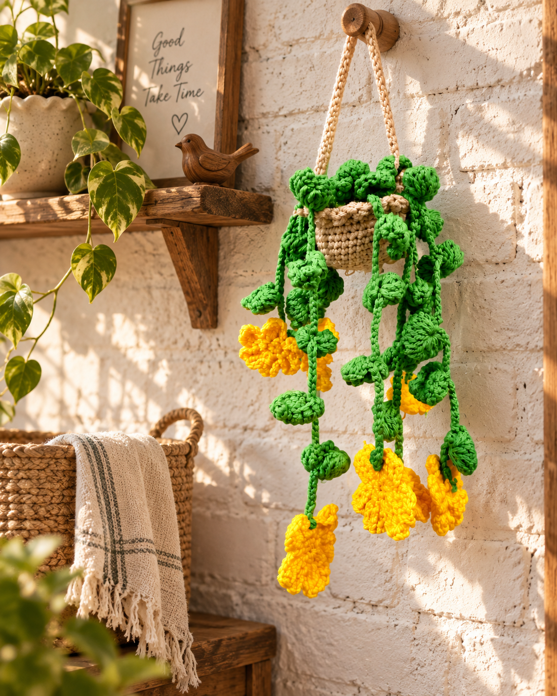 Marigold Glow Crochet Potted Flower Plants