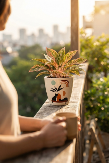 Mid-Century Modern Cats Ceramic Planter