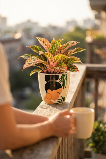Minimalist Woman Profile Ceramic Planter