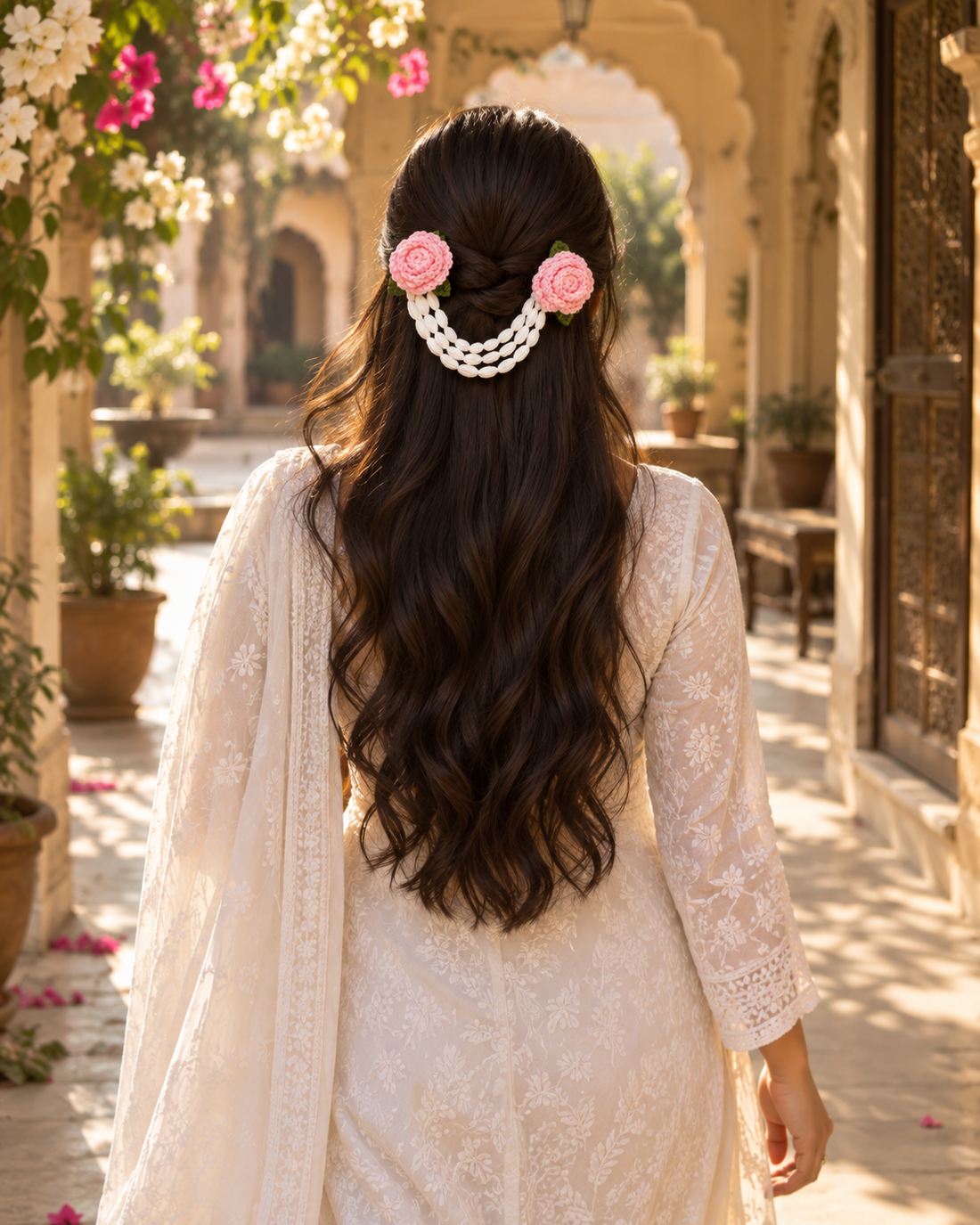 Gulabi Mogra Crochet Hair Gajra