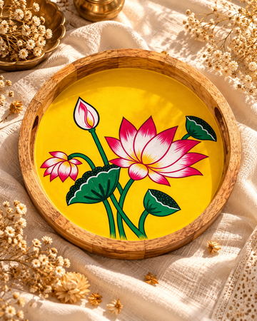 Suvarna Kamal Hand-Painted Wooden Tray
