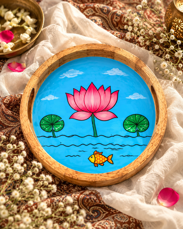 Neel Sarovar Hand-Painted Wooden Tray