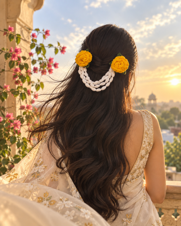 Sunehri Genda Crochet Hair Gajra