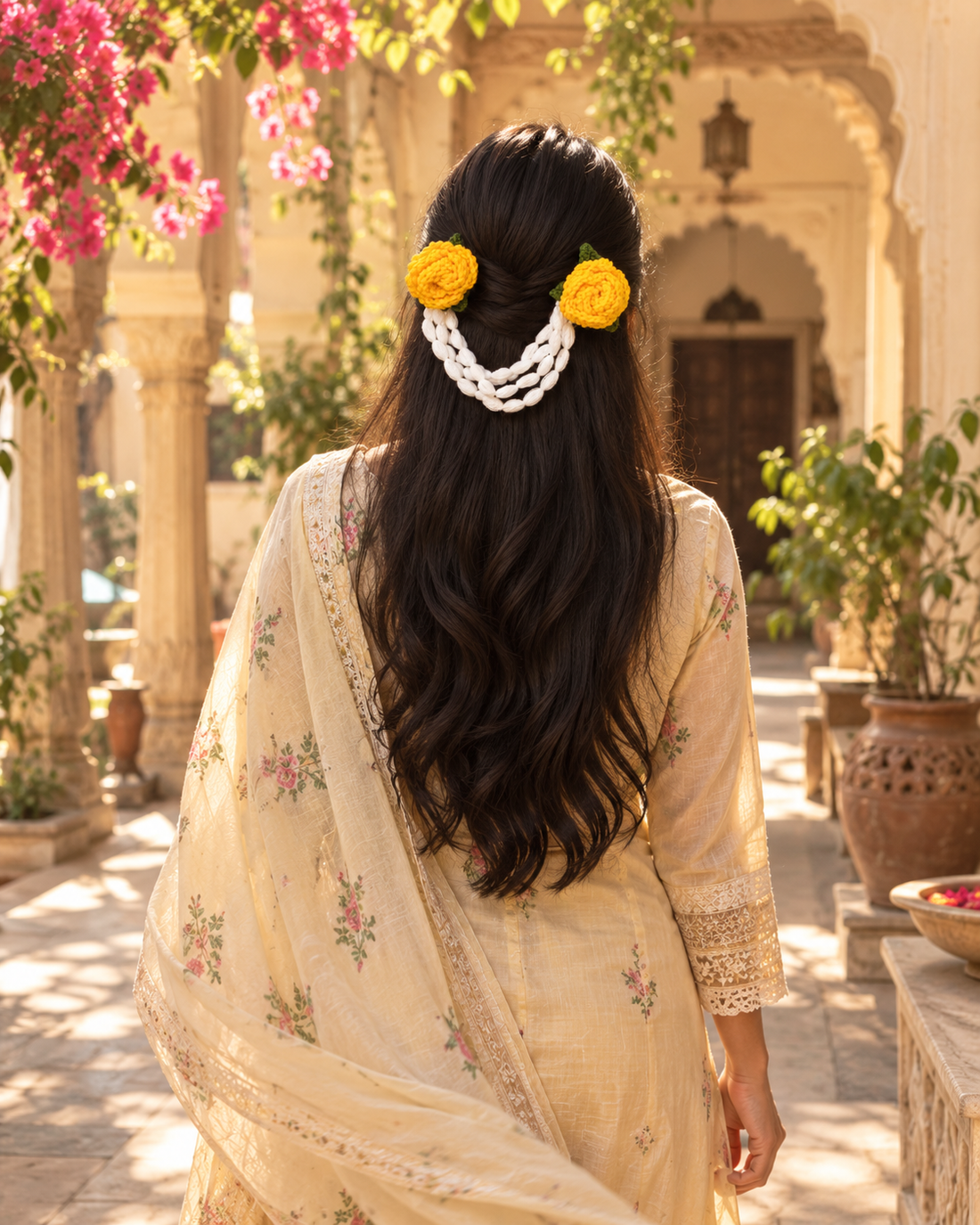 Sunehri Genda Crochet Hair Gajra