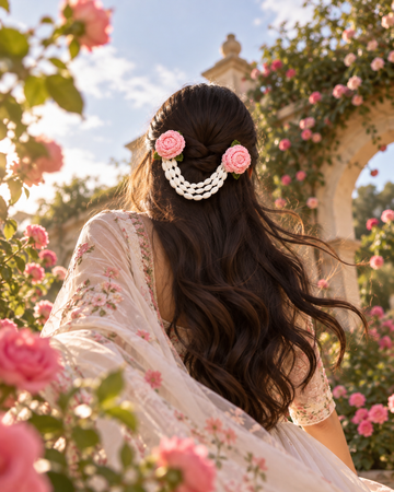Gulabi Mogra Crochet Hair Gajra