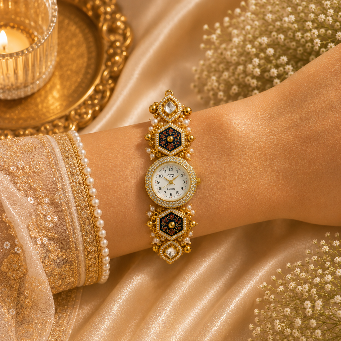 Royal Blue Meenakari Watch by Suryatra