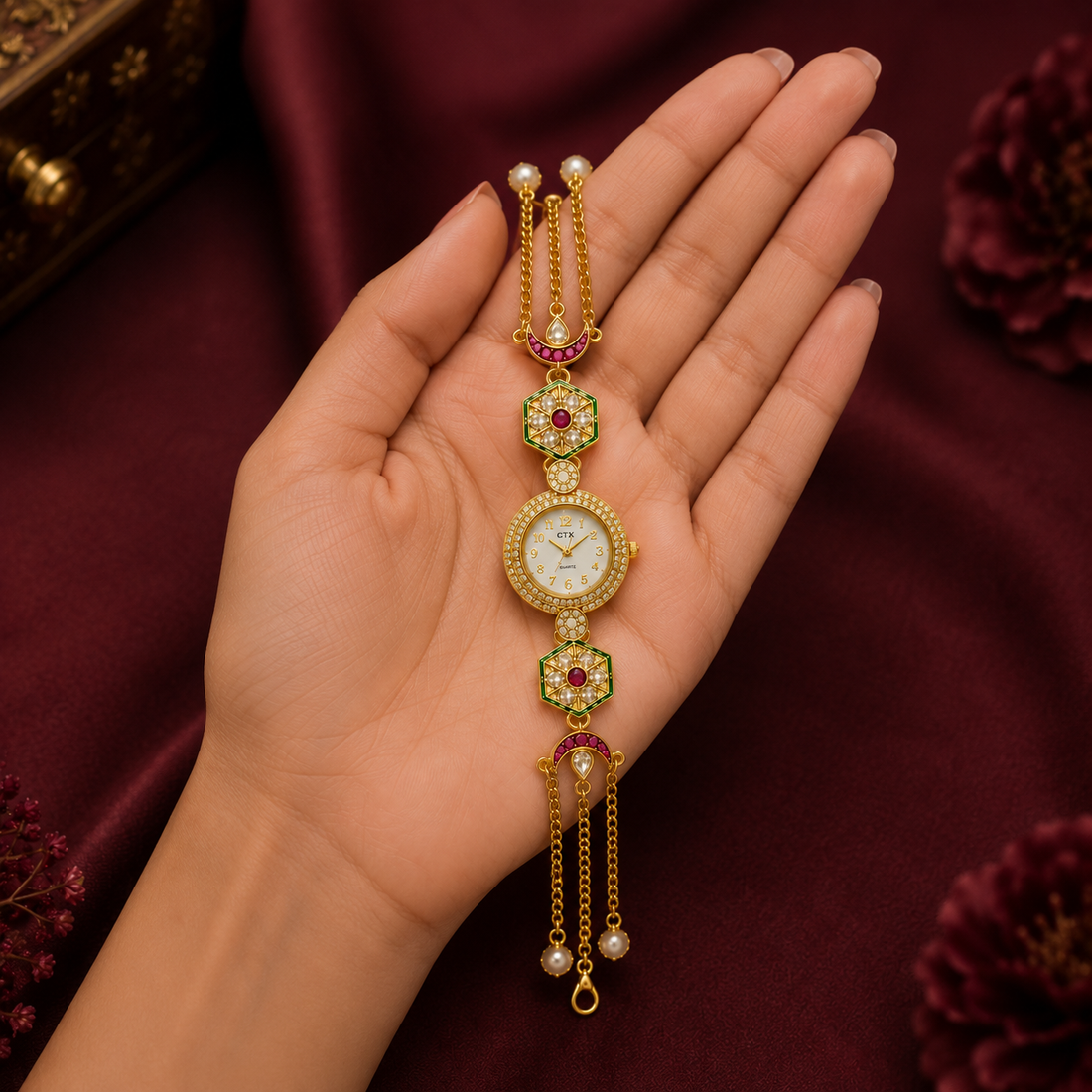 Ruby Crescent Watch By Suryatra