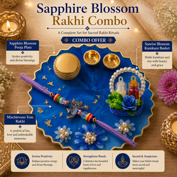 Sapphire Blossom Rakhi Combo by Suryatra