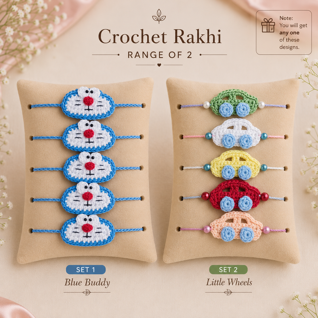 Doraemon & Little Wheels Rakhi Set of 2 by Suryatra