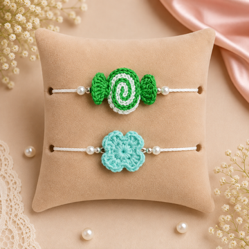 Sweet Swirl & Floral Delight Rakhi Set of 2 by Suryatra