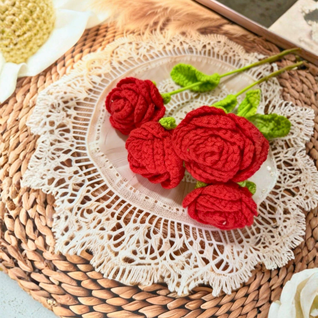 Rustic Lace Red Roses by Suryatra