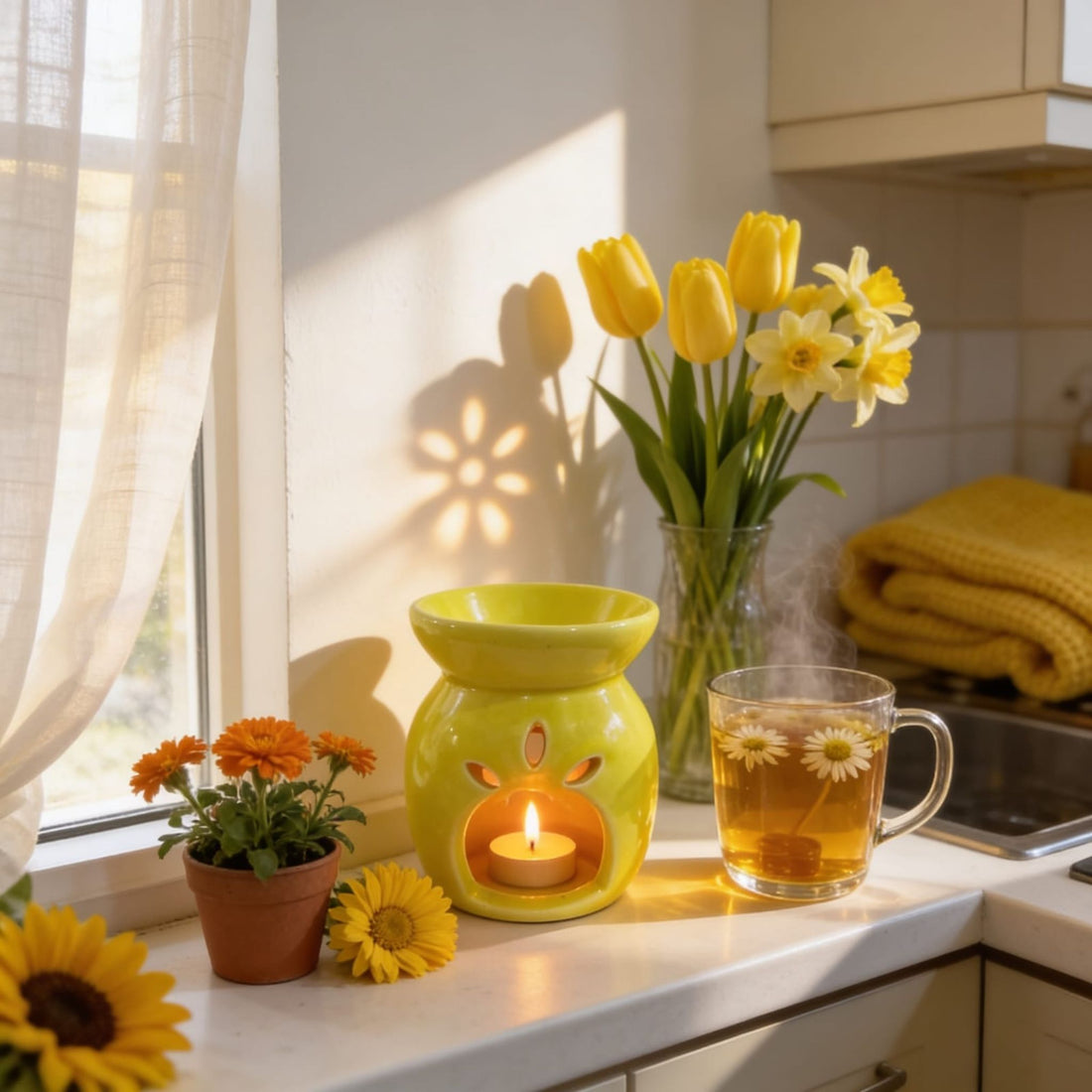 Yellow Colour Ceramic Diffuser by Suryatra
