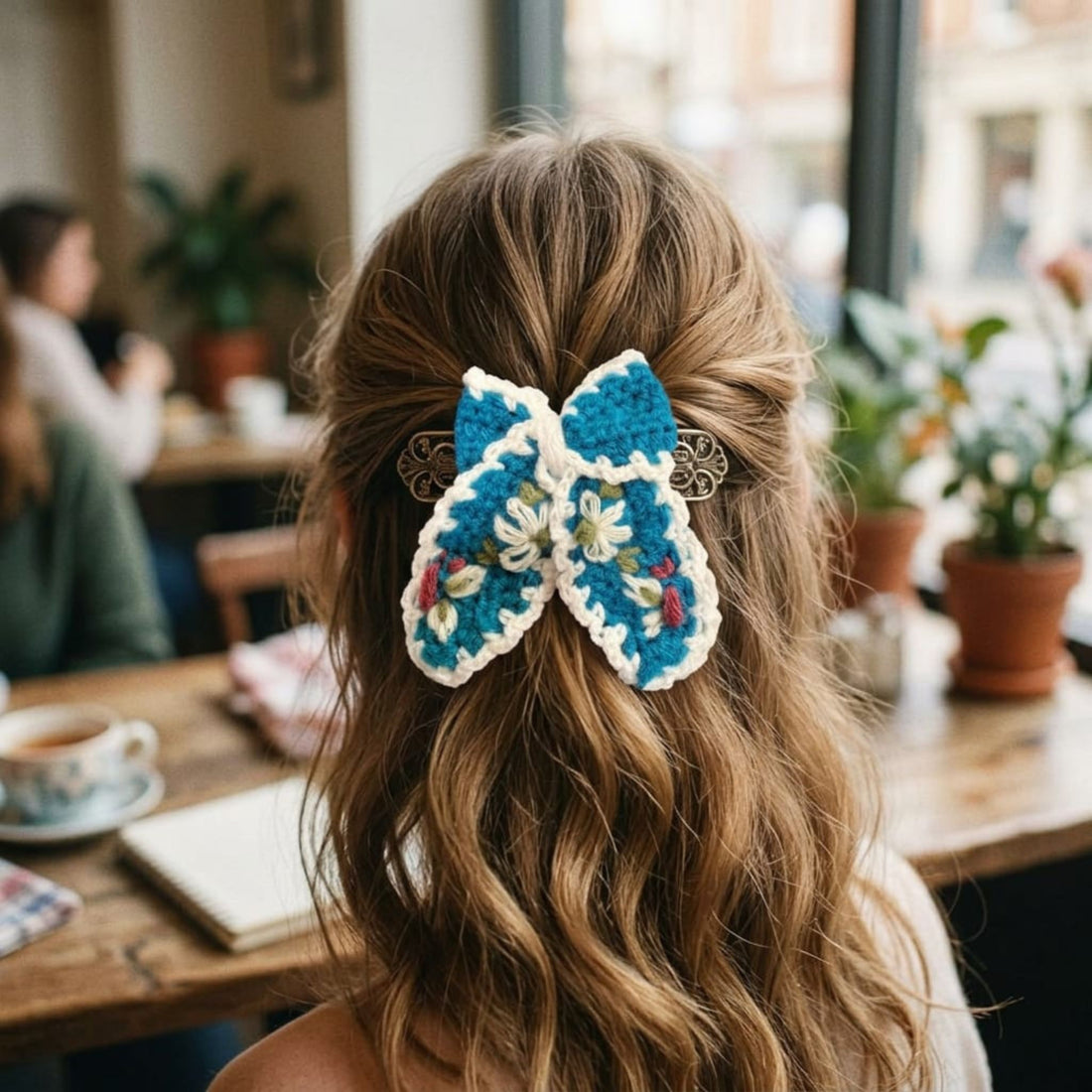 Azure Bloom Bow Hair Clip by Suryatra