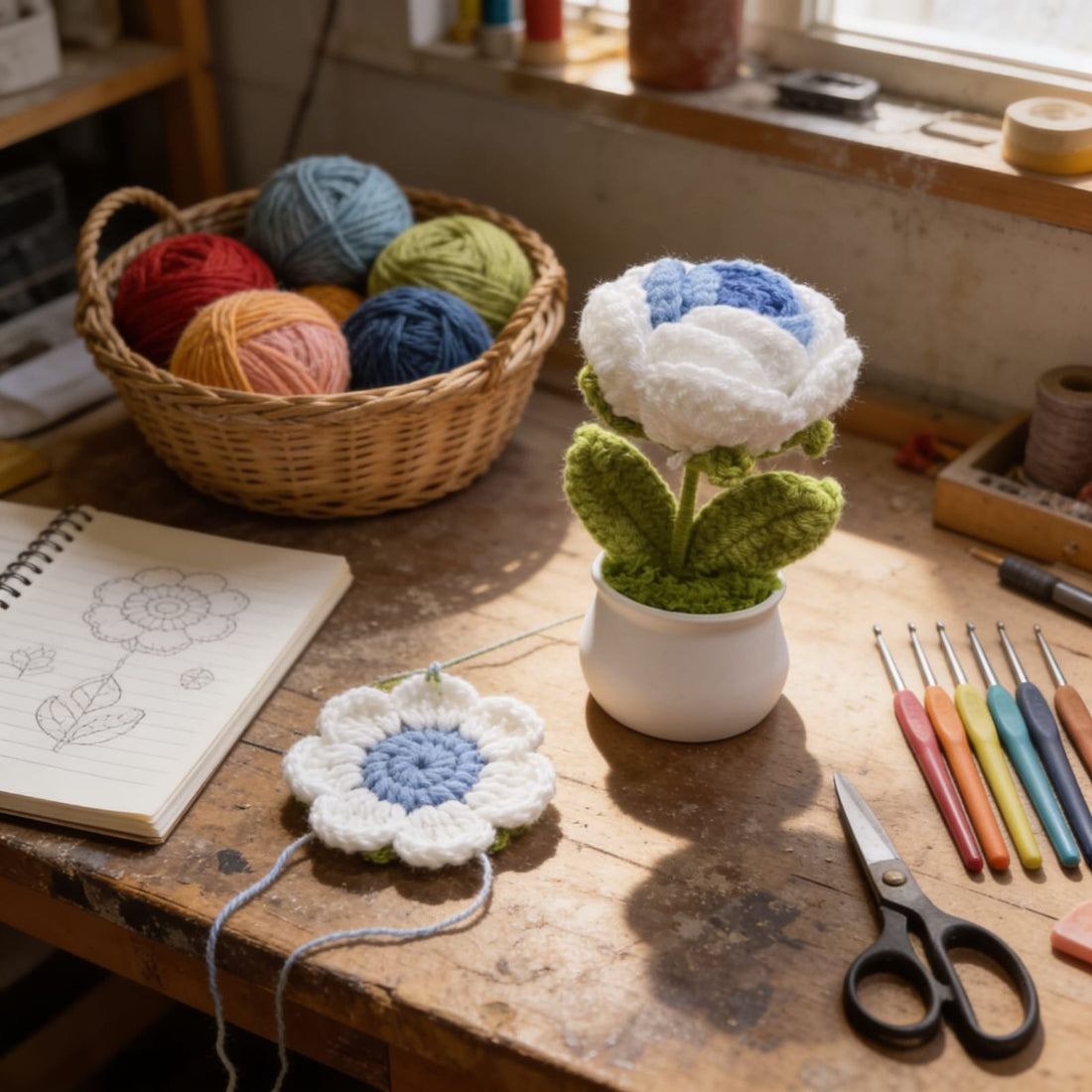 Ivory Blossom Crochet Roses by Suryatra