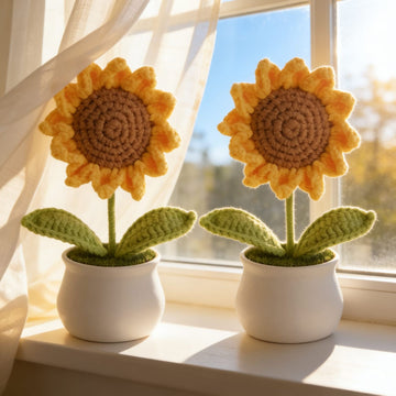 Golden Sunflower Crochet Decor by Suryatra