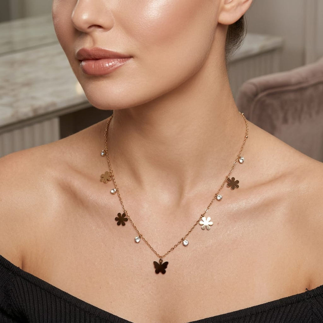 Blossom Charm Dainty Necklace By Suryatra