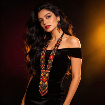 Midnight Ember Beaded Jewelry Set By Suryatra