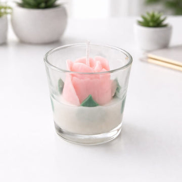 Blush Rose Glass Candle by Suryatra
