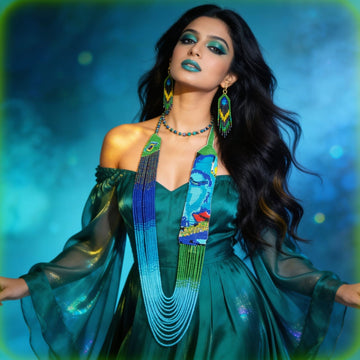 Peacock Serenity Beaded Jewelry Set By Suryatra