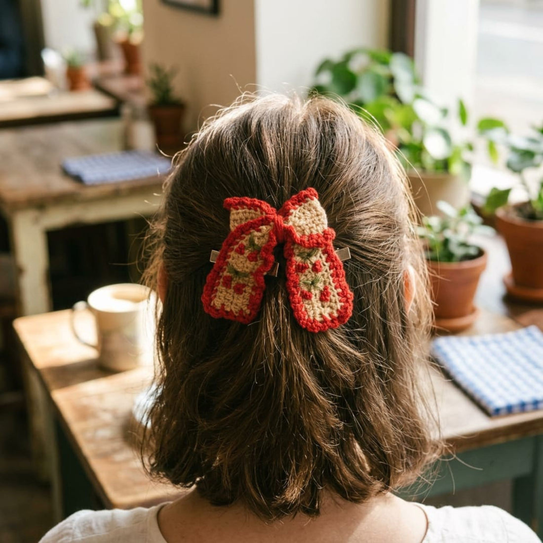 Cherry Blossom Bow Hair Clip by Suryatra