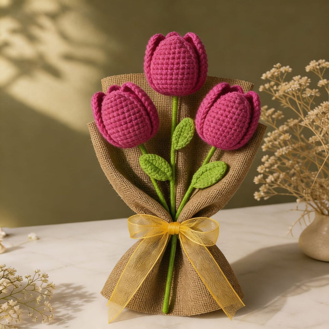 Royal Tulip Crochet Bouquet by Suryatra