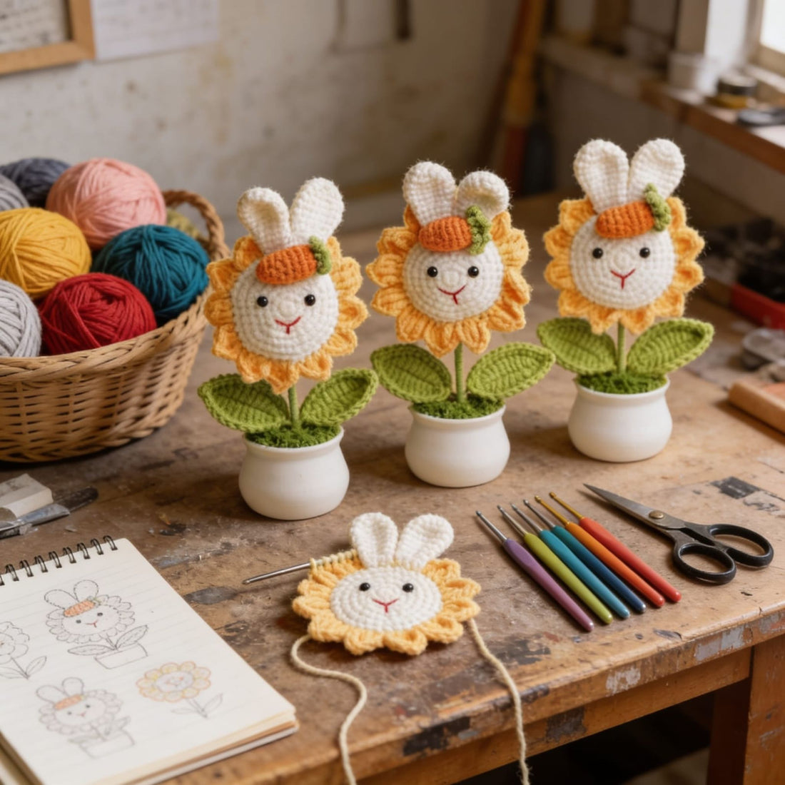 Bunny Bloom Crochet Decor by Suryatra