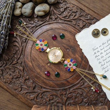 Navratna Floral Bracelet Watch By Suryatra