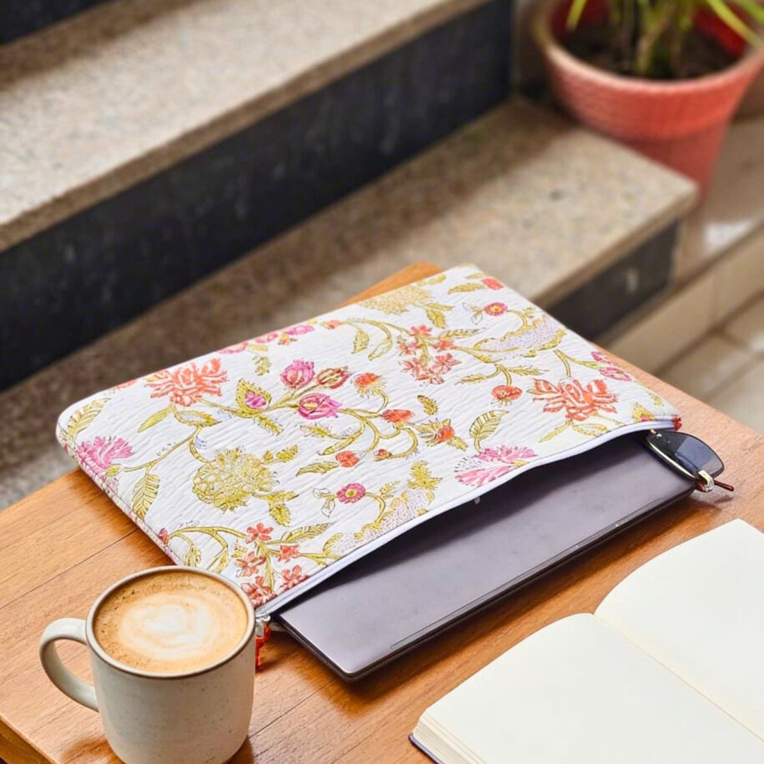 13 Inch Laptop/ipad Waterproof Sleeves (White and Gold) by Suryatra