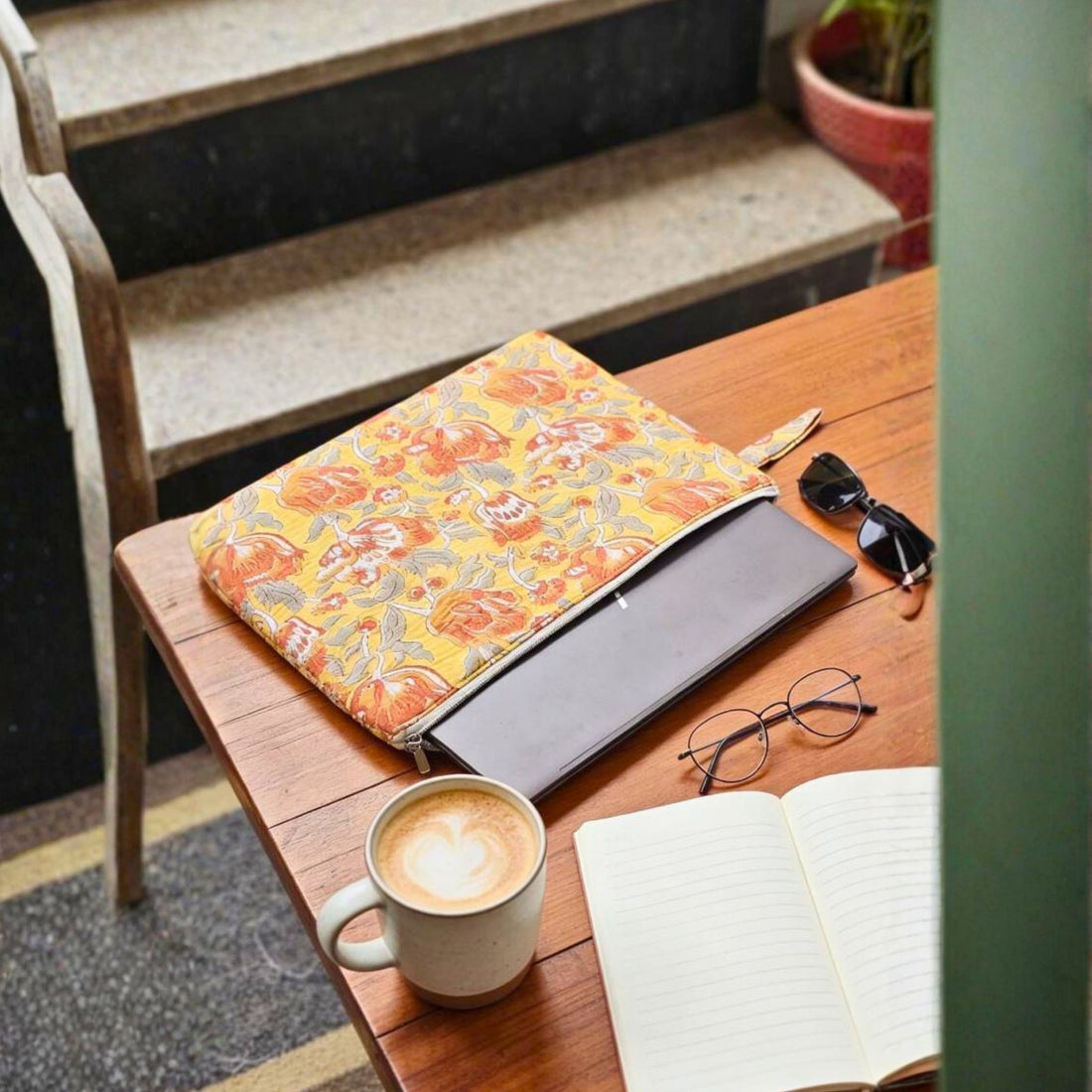 13 Inch Laptop/ipad Waterproof Sleeves (Yellow and Orange Pattern) by Suryatra