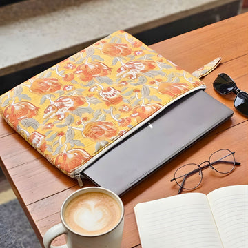 13 Inch Laptop/ipad Waterproof Sleeves (Yellow and Orange Pattern) by Suryatra
