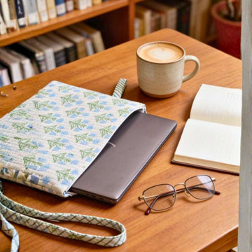13 Inch Laptop/ipad Waterproof Sleeves (White and Green Pattern) by Suryatra