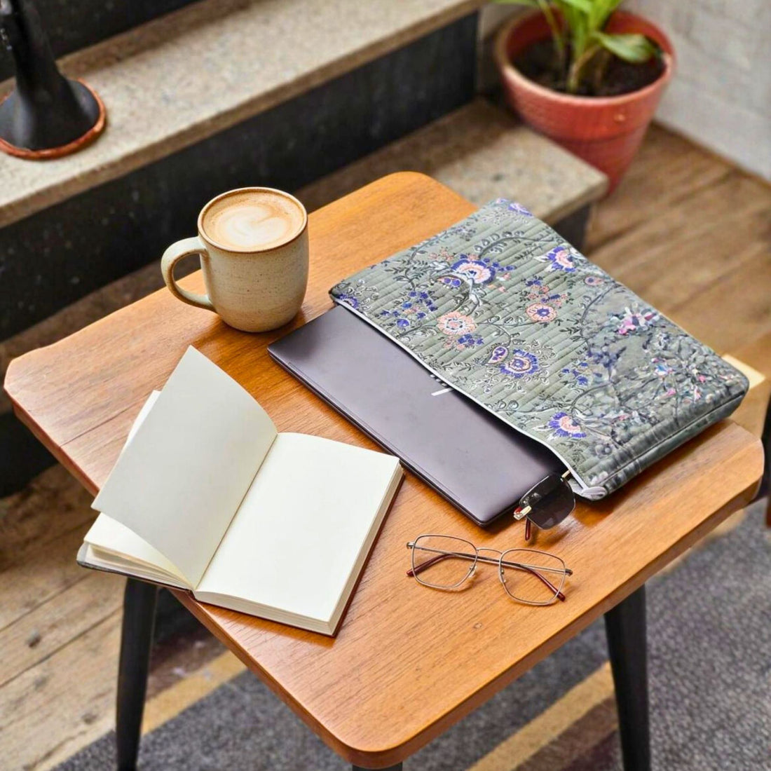 13 Inch Laptop/ipad Waterproof Sleeves (Green and Blue Pattern) by Suryatra