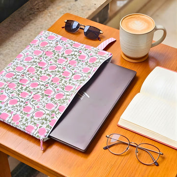 13 Inch Laptop/ipad Waterproof Sleeves(Green and Pink Flower) by Suryatra
