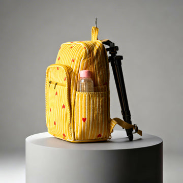Quilted Hand Block Printed Backpack by Suryatra