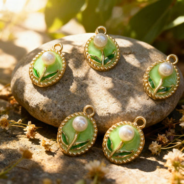 Pearl Leaf Oval Pendant by Suryatra