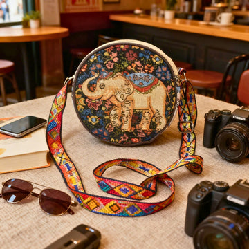 Floral Elephant Heritage Sling Bag by Suryatra